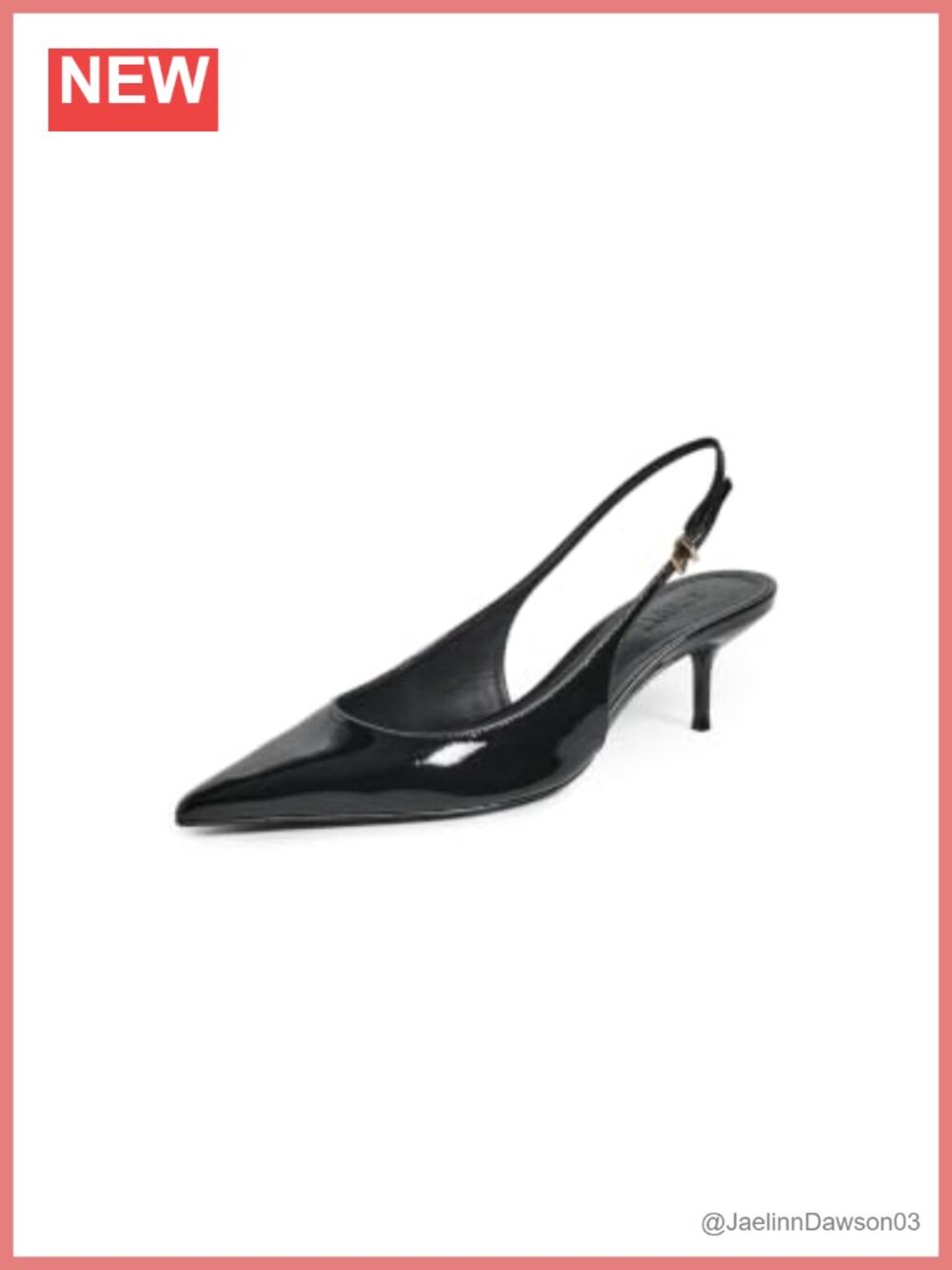 Patent Leather Slingback Kitten Heels Pointed Toe